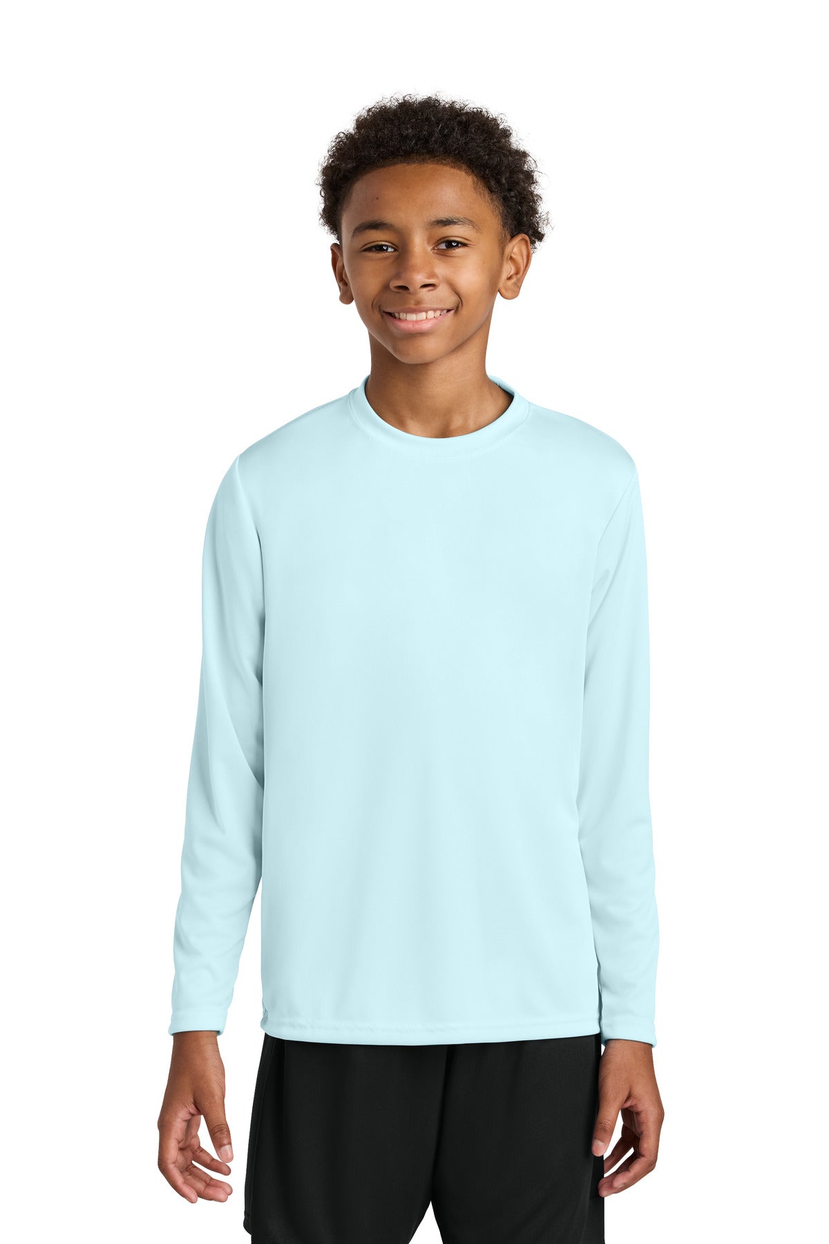 A4 Youth Cooling Performance Long Sleeve Tee A4NB3165 in Pastel Blue