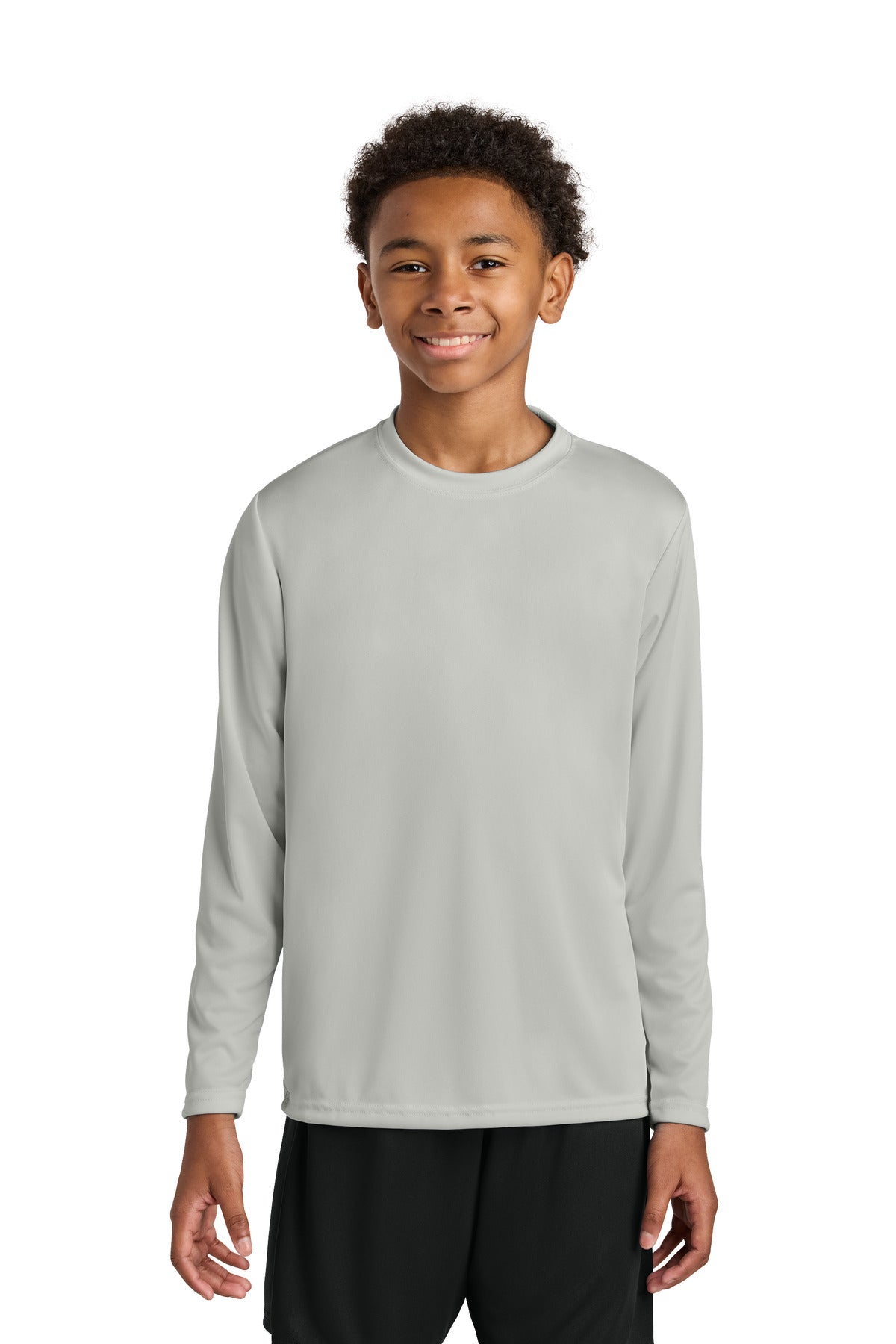 A4 Youth Cooling Performance Long Sleeve Tee A4NB3165 in Silver