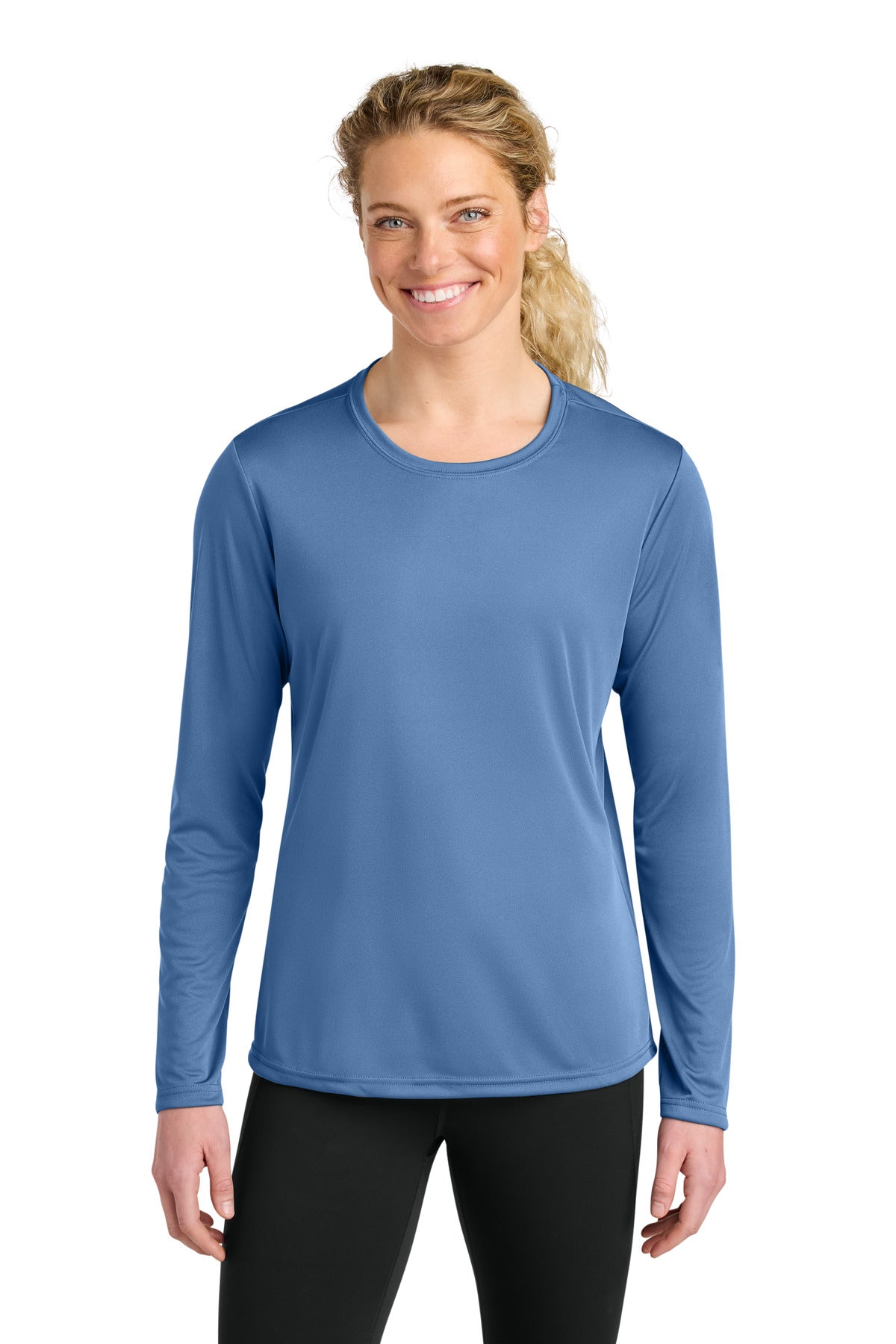 A4 Women's Cooling Performance Long Sleeve Tee A4NW3002 in Light Blue