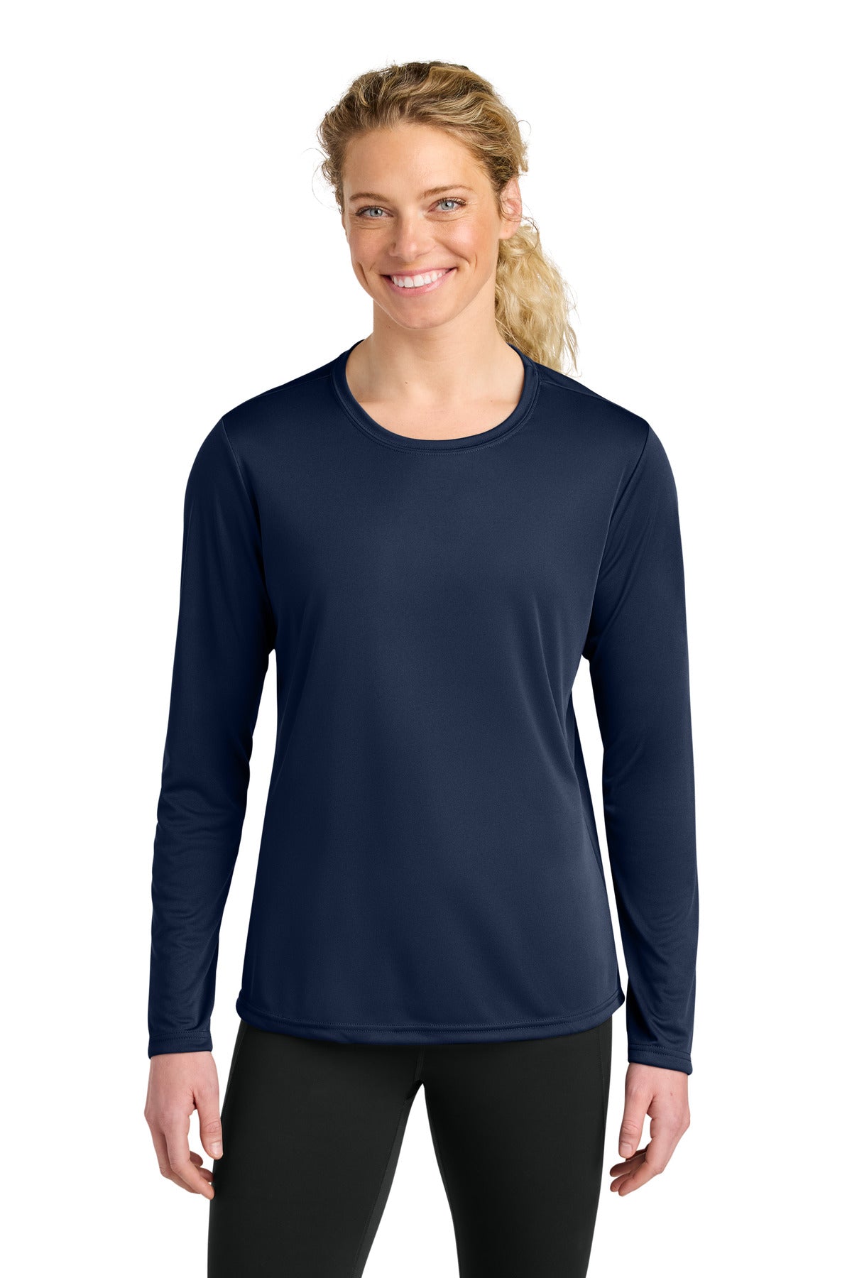 A4 Women's Cooling Performance Long Sleeve Tee A4NW3002 in Navy