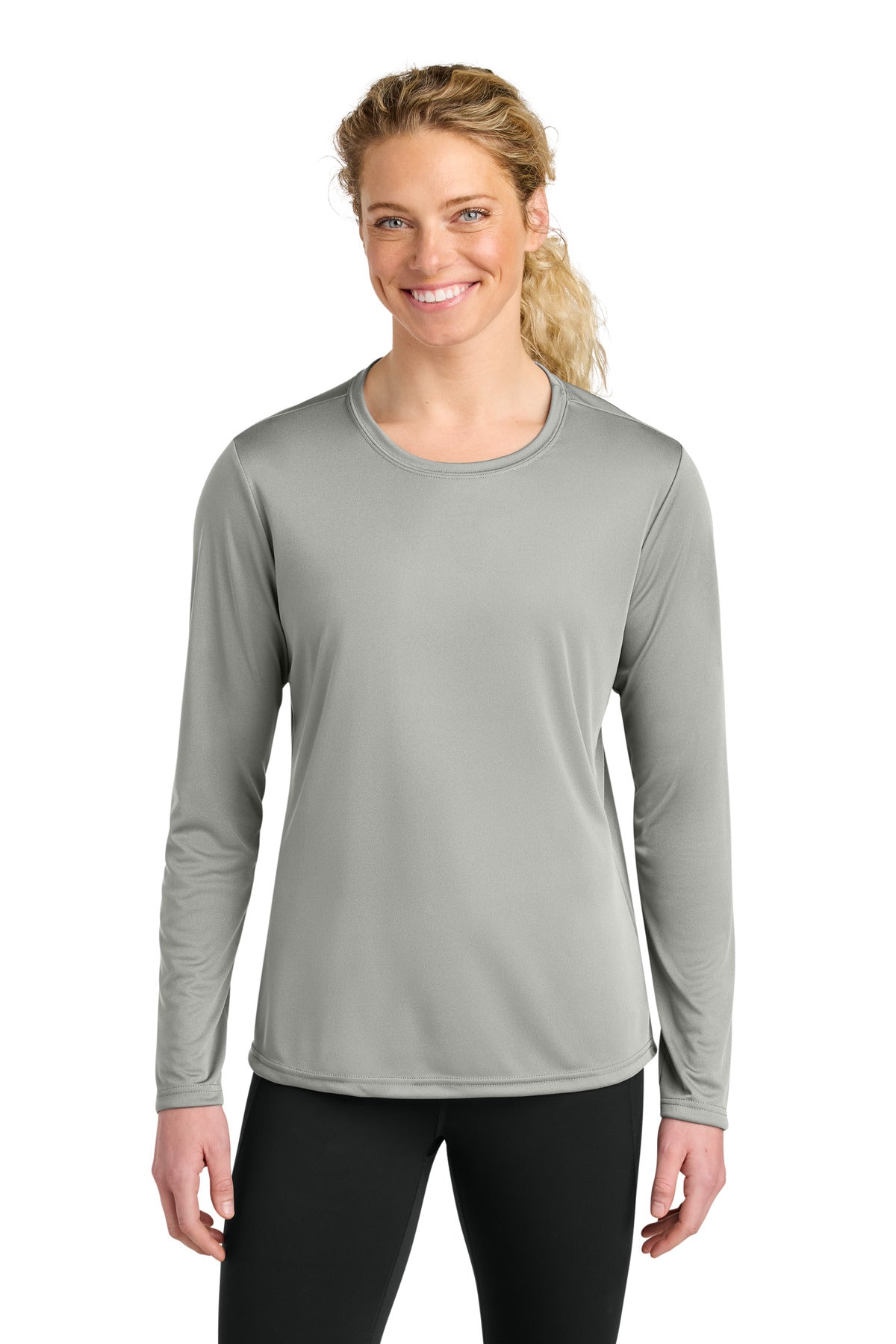 A4 Women's Cooling Performance Long Sleeve Tee A4NW3002 in Silver