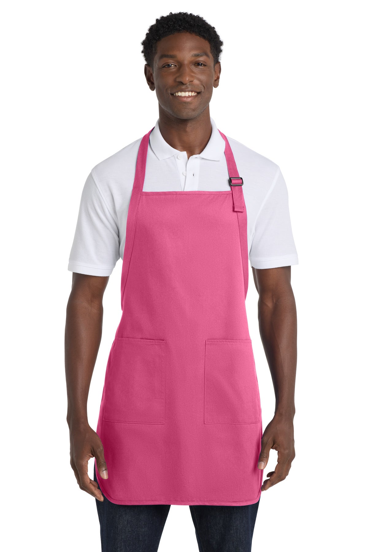 Port Authority Full-Length Apron with Pockets.  A500 in Awareness Pink