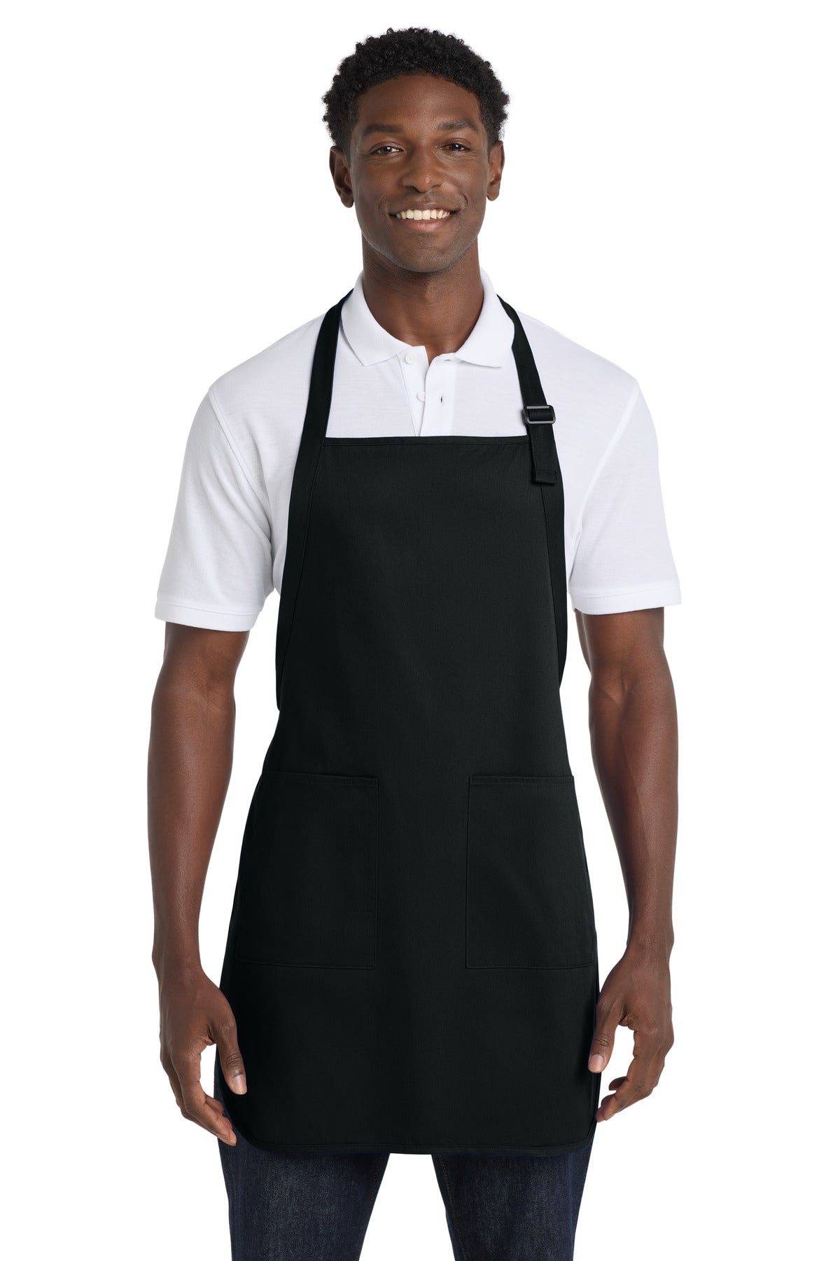 Port Authority Full-Length Apron with Pockets.  A500 in Black