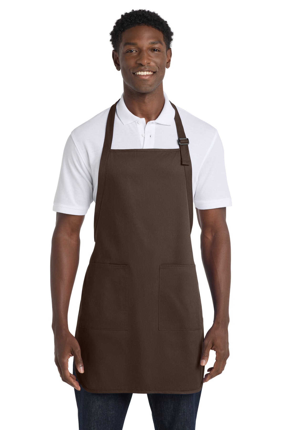Port Authority Full-Length Apron with Pockets.  A500 in Coffee Bean