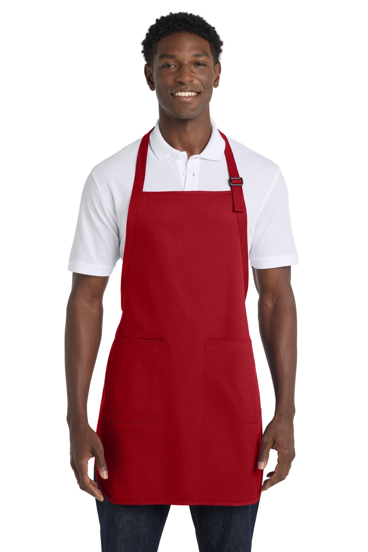 Port Authority Full-Length Apron with Pockets.  A500 in Red