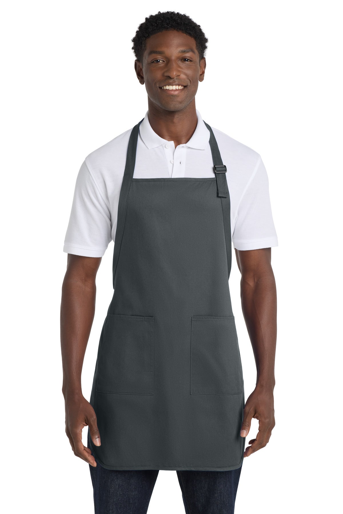 Port Authority Full-Length Apron with Pockets.  A500 in Storm Grey
