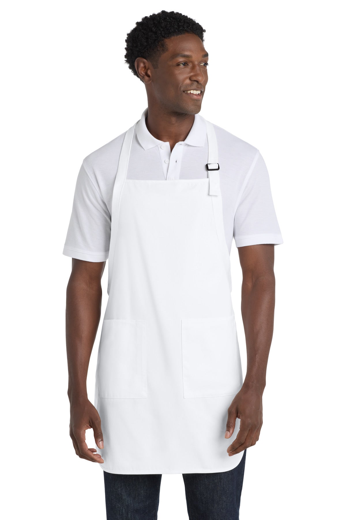 Port Authority Full-Length Apron with Pockets.  A500 in White