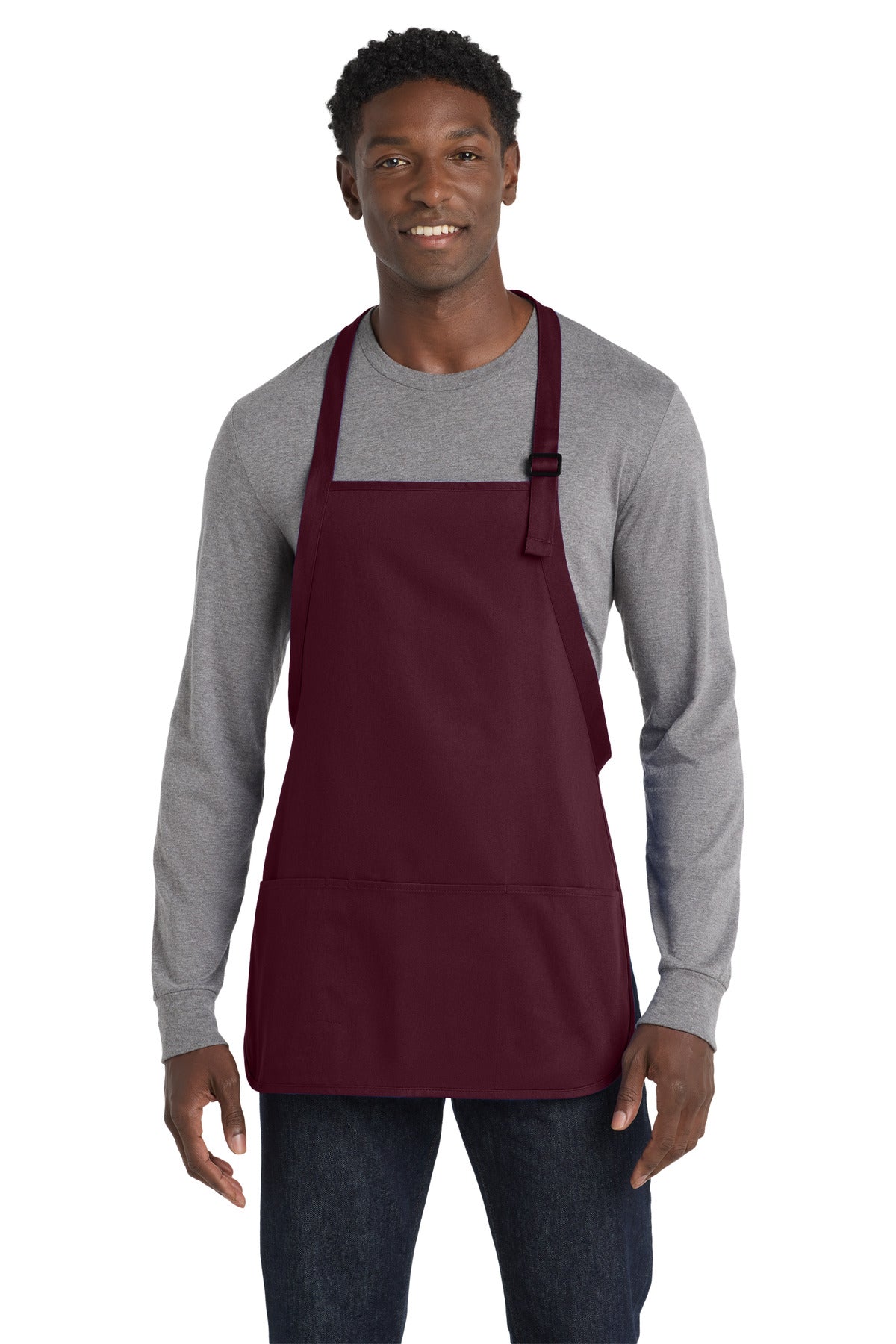 Port Authority Medium-Length Apron with Pouch Pockets.  A510 in Maroon