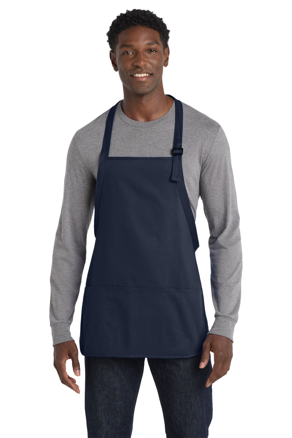 Port Authority Medium-Length Apron with Pouch Pockets.  A510 in Navy
