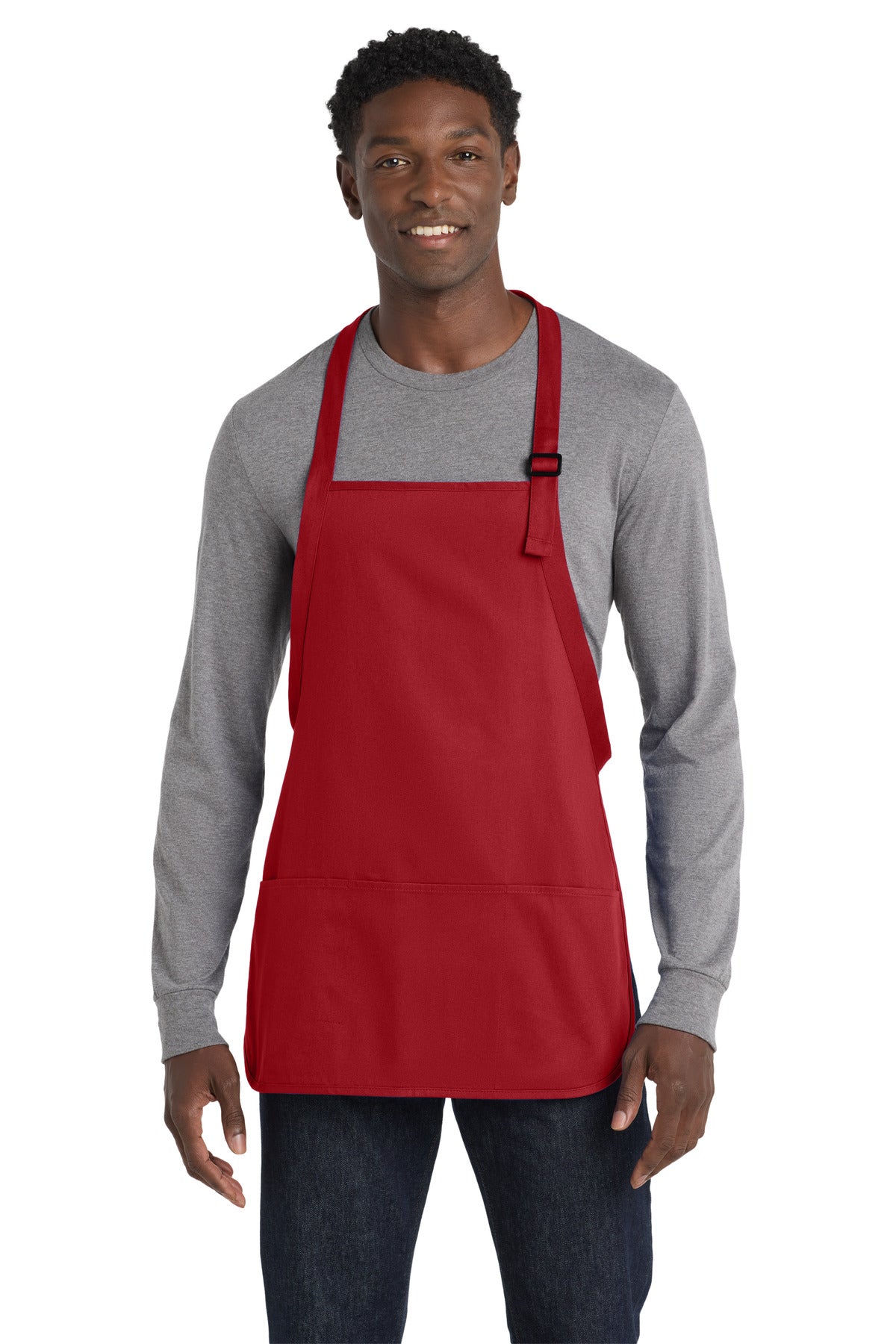 Port Authority Medium-Length Apron with Pouch Pockets.  A510 in Red