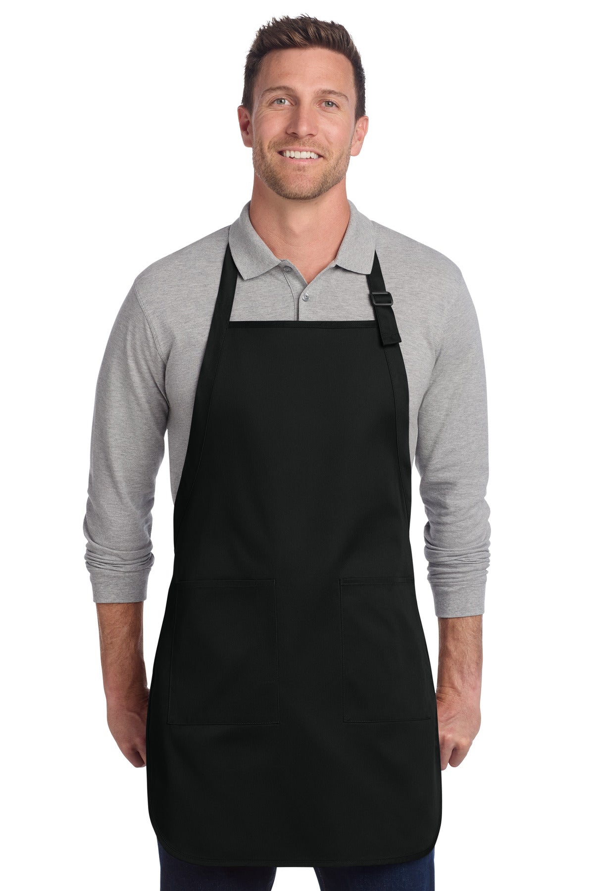 Port Authority  Full-Length Two-Pocket Bib Apron. A600 in Black