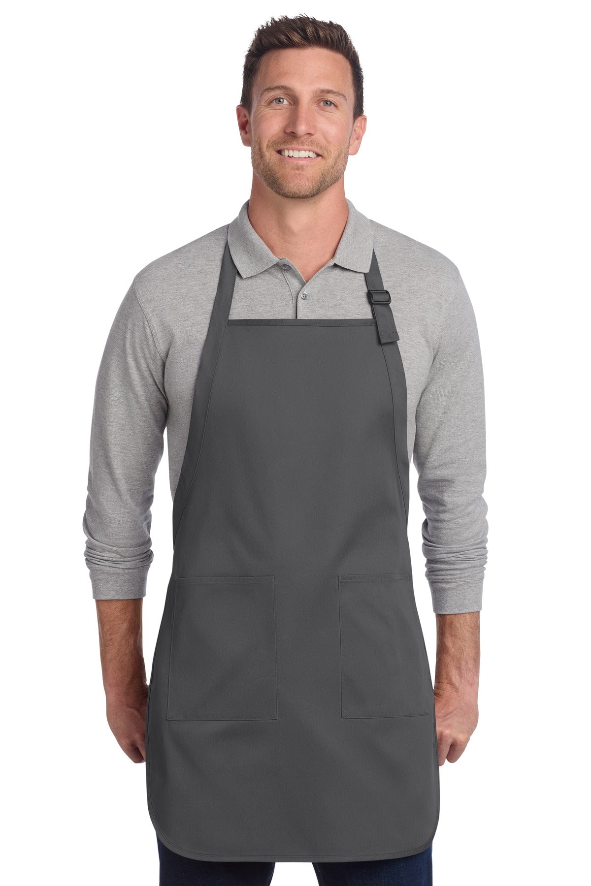 Port Authority  Full-Length Two-Pocket Bib Apron. A600 in Charcoal