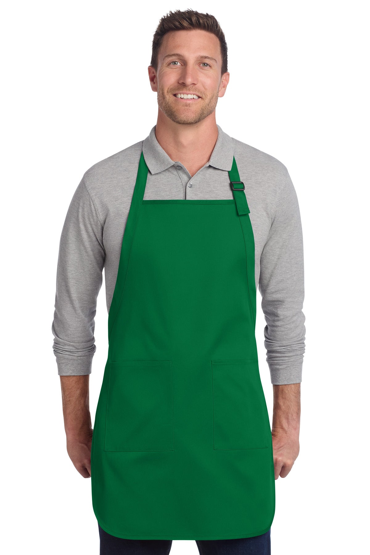 Port Authority  Full-Length Two-Pocket Bib Apron. A600 in Kelly Green