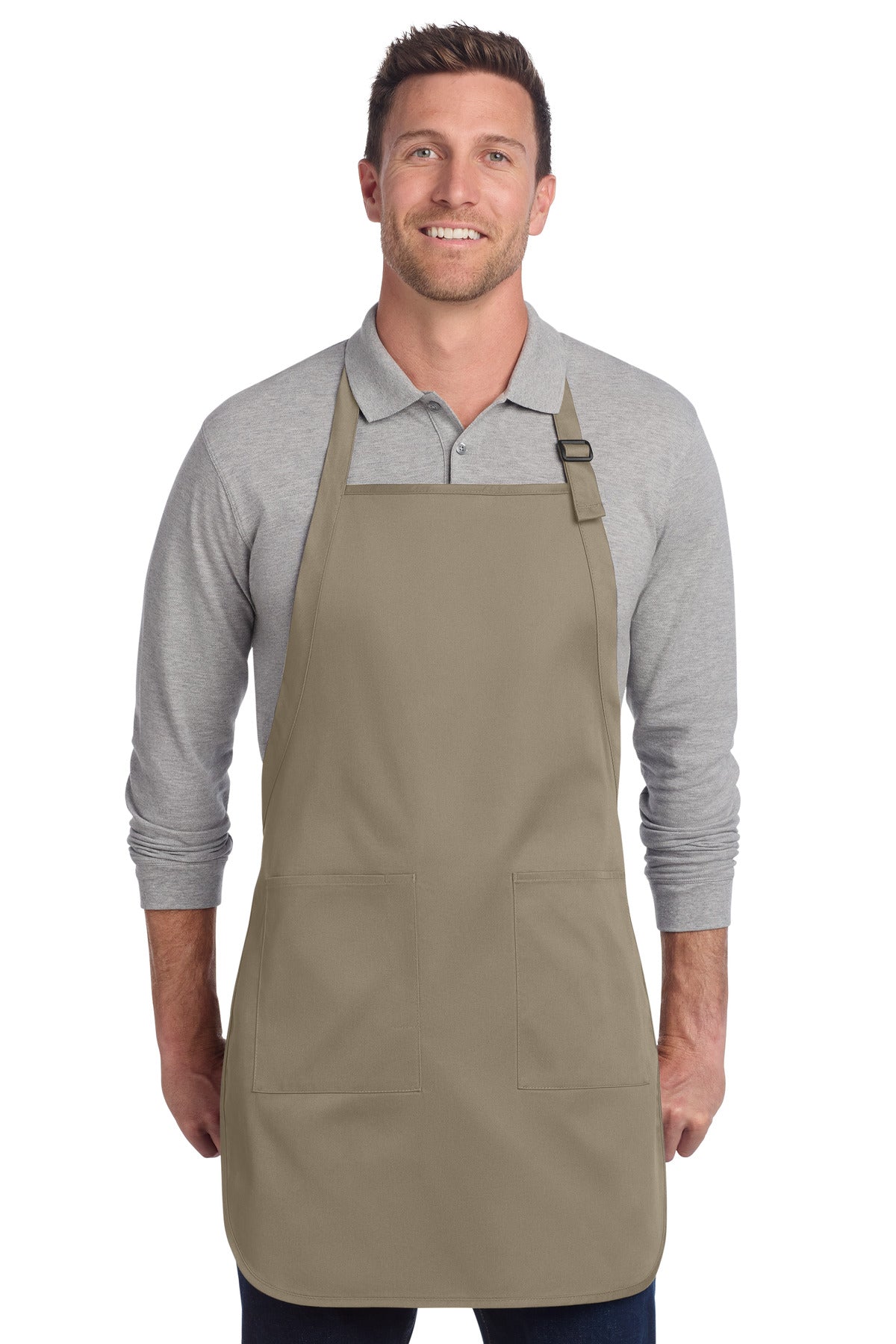 Port Authority  Full-Length Two-Pocket Bib Apron. A600 in Khaki