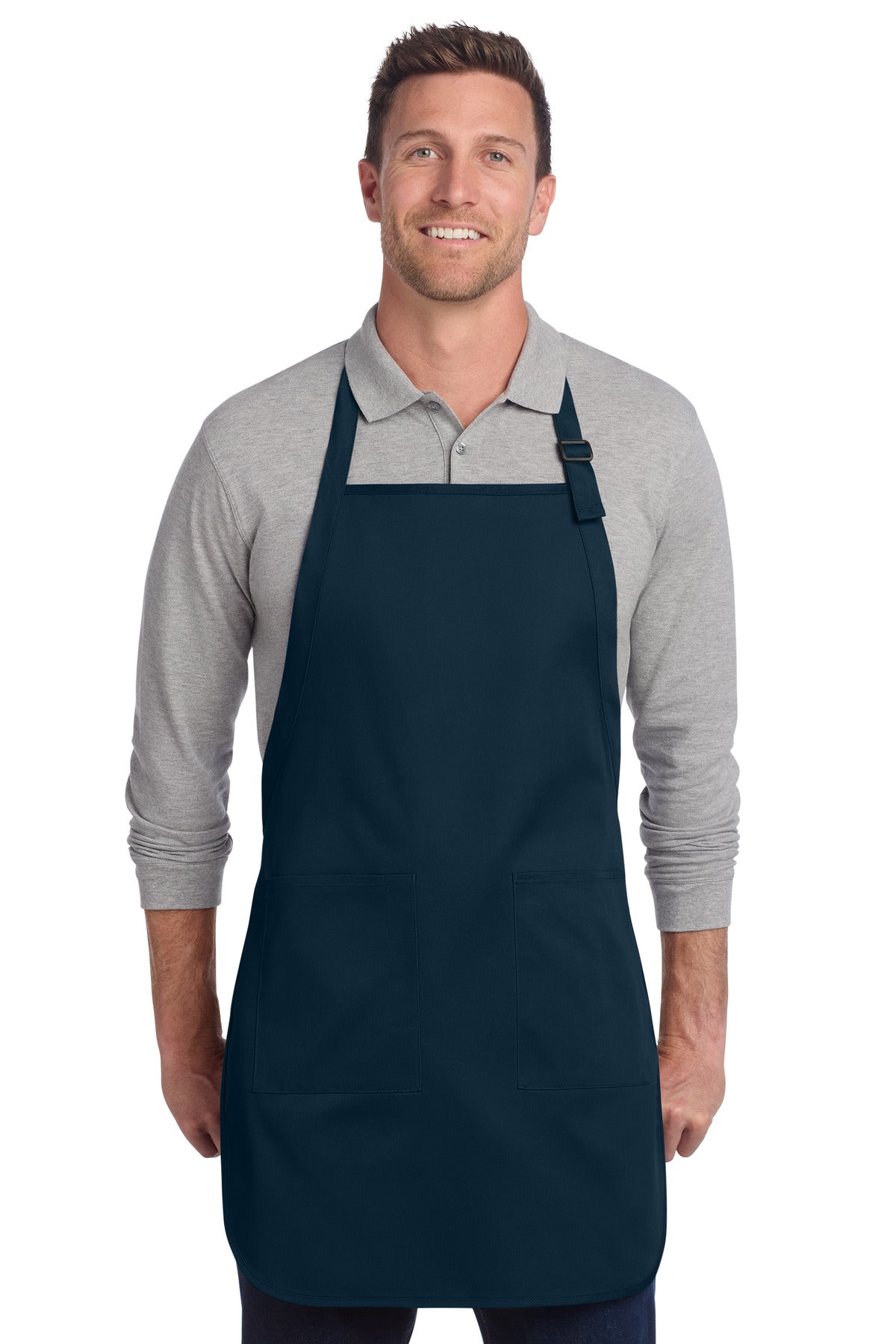 Port Authority  Full-Length Two-Pocket Bib Apron. A600 in Navy