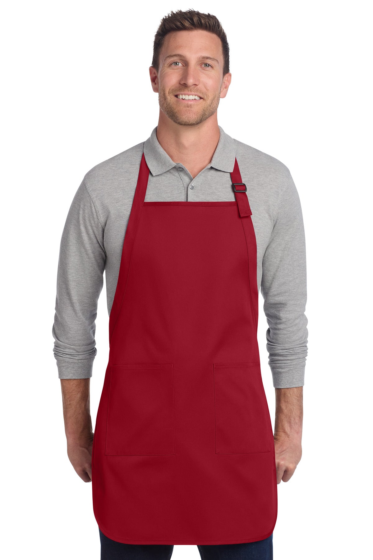 Port Authority  Full-Length Two-Pocket Bib Apron. A600 in Red