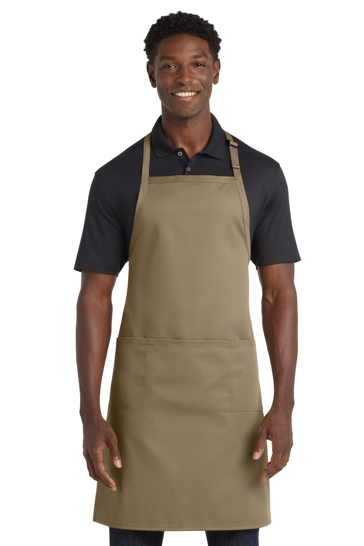 Port Authority Easy Care Extra Long Bib Apron with Stain Release. A700 in Khaki