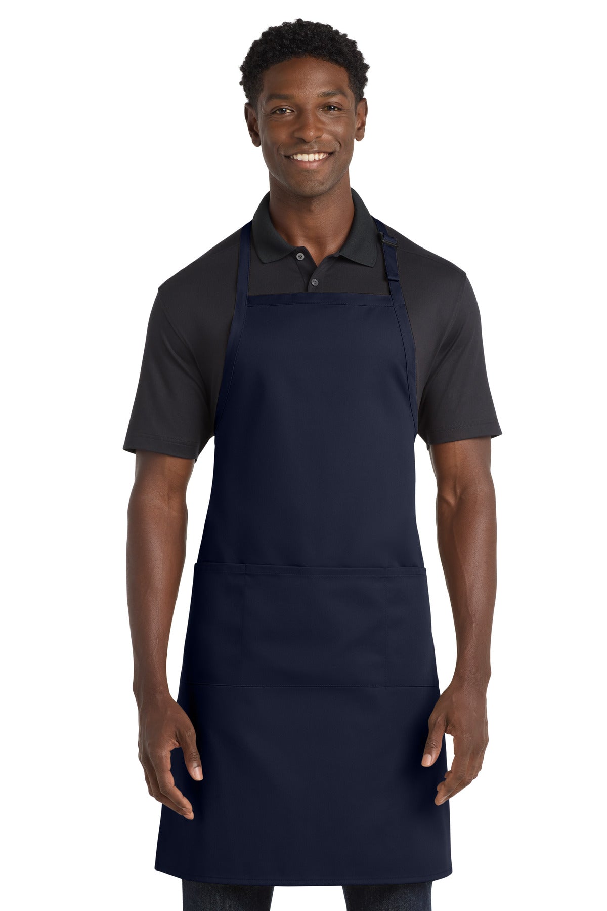 Port Authority Easy Care Extra Long Bib Apron with Stain Release. A700 in Navy