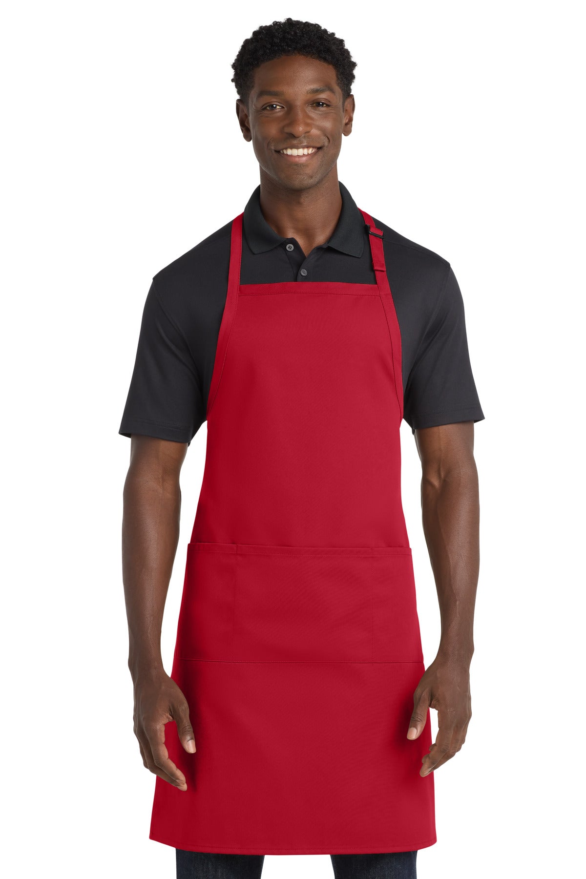 Port Authority Easy Care Extra Long Bib Apron with Stain Release. A700 in Red