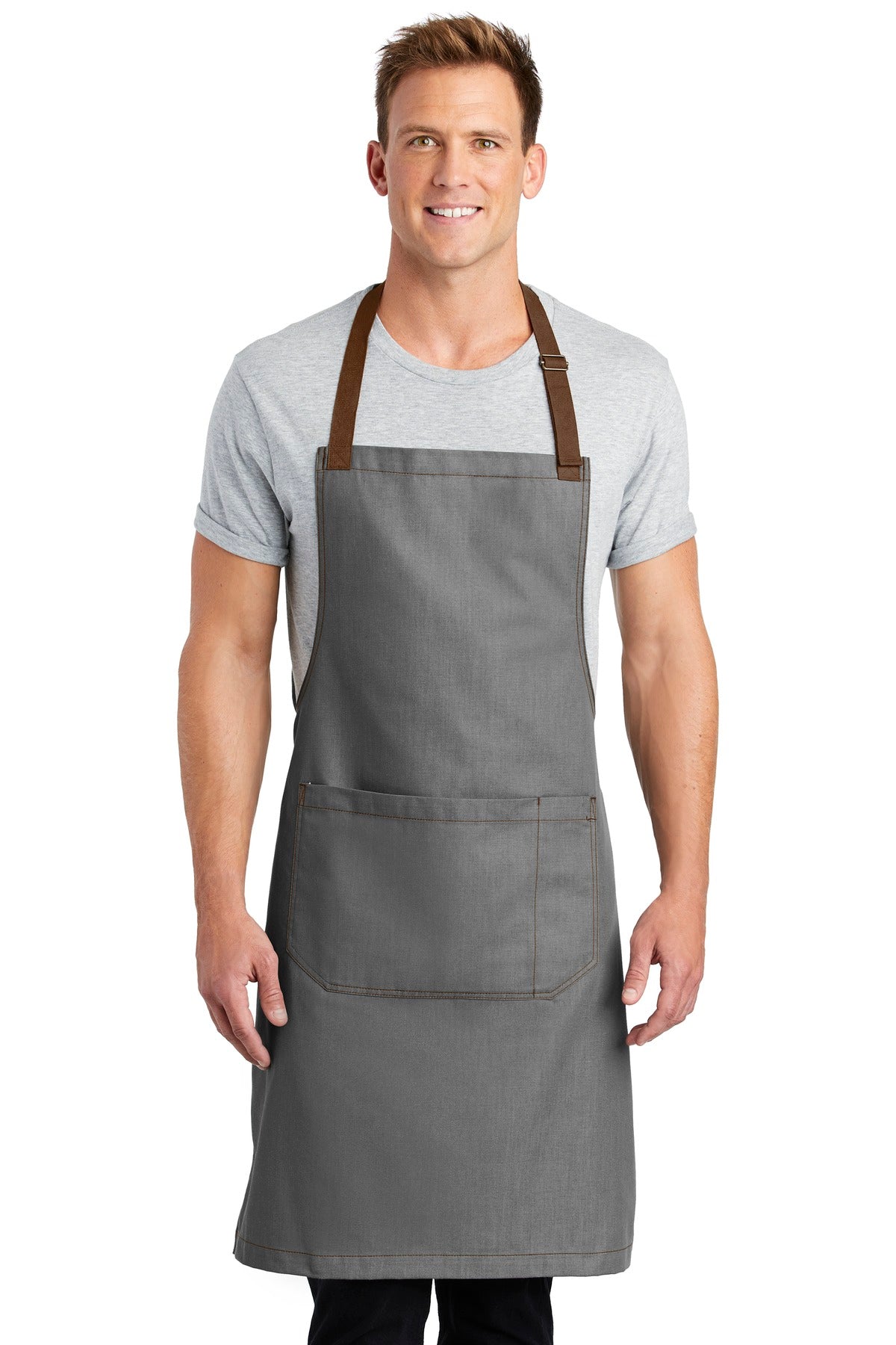 Port Authority  Market Full-Length Bib Apron. A800 in Ash Grey