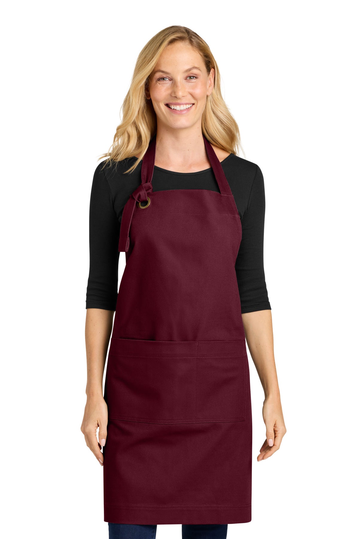 Port Authority Signature Heavy Twill Bib Apron A900 in Burgundy