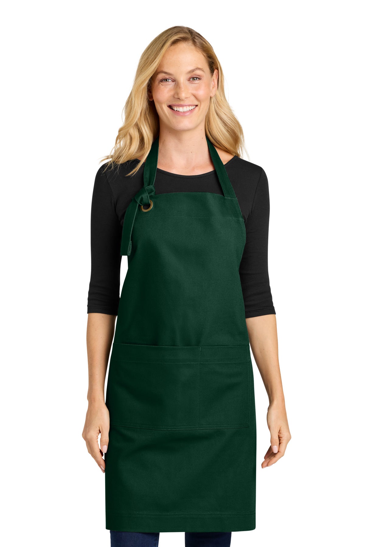 Port Authority Signature Heavy Twill Bib Apron A900 in Dark Green