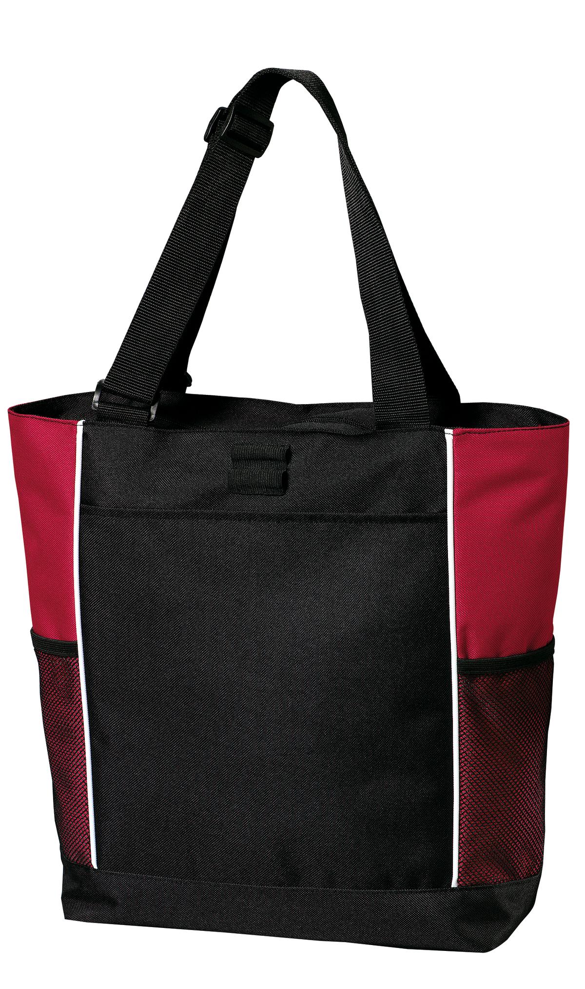 Port Authority Panel Tote.  B5160 in Black/ Red
