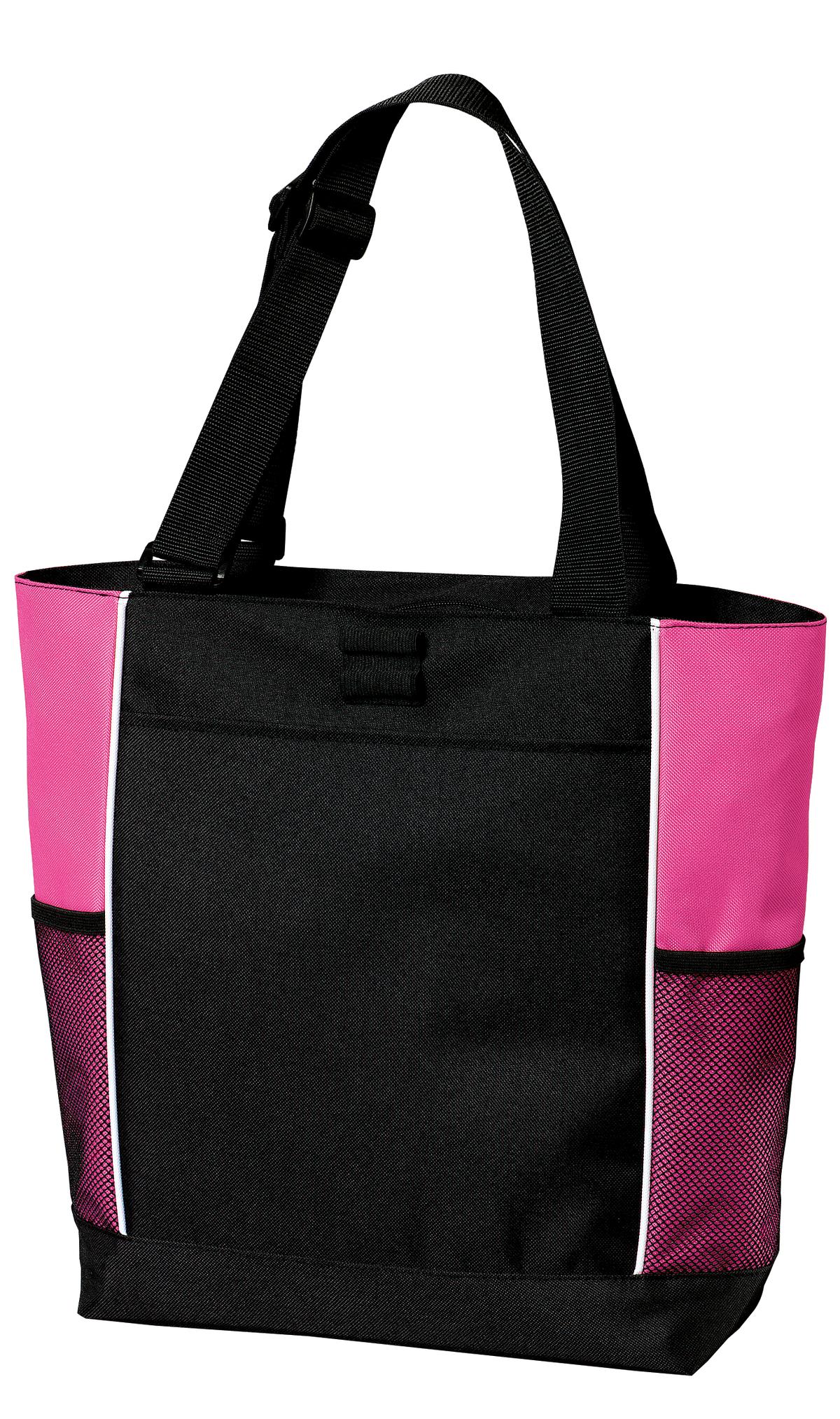 Port Authority Panel Tote.  B5160 in Black/ Tropical Pink