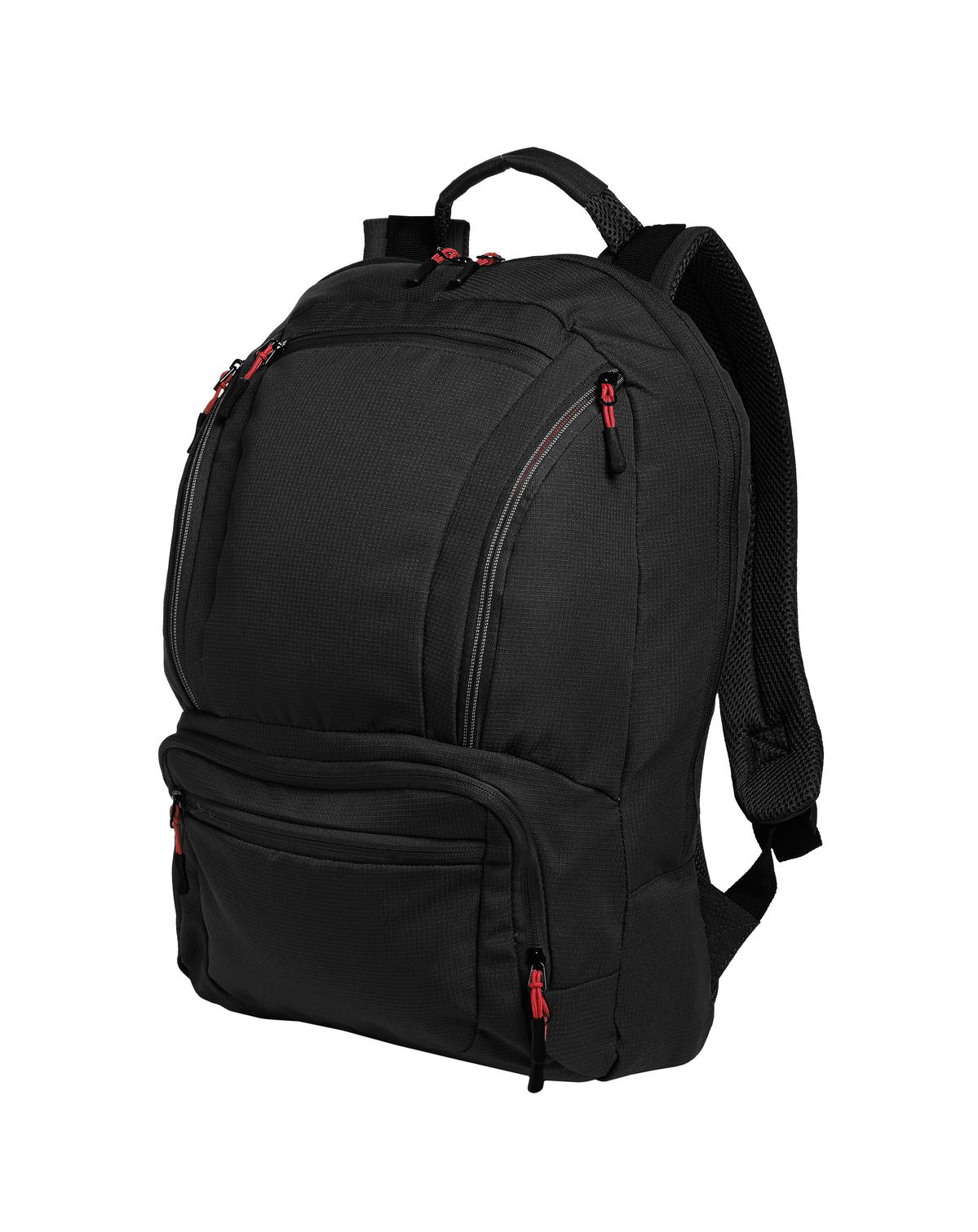 Port Authority Cyber Backpack. BG200 in Black/ Red