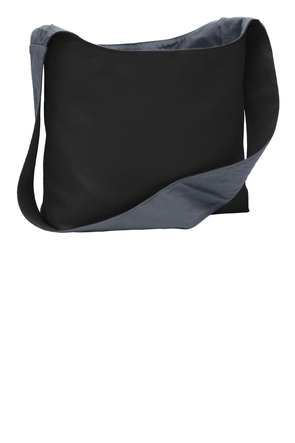 Port Authority Cotton Canvas Sling Bag. BG405 in Black/ Charcoal