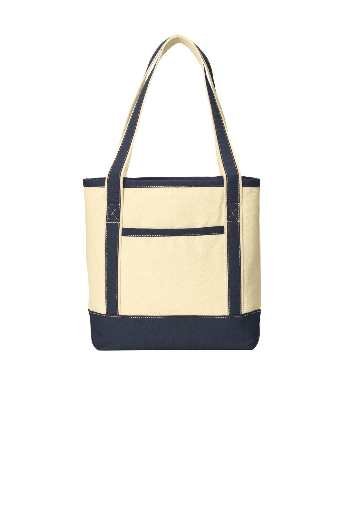 Port Authority Medium Cotton Canvas Tote. BG412 in Natural/ Navy