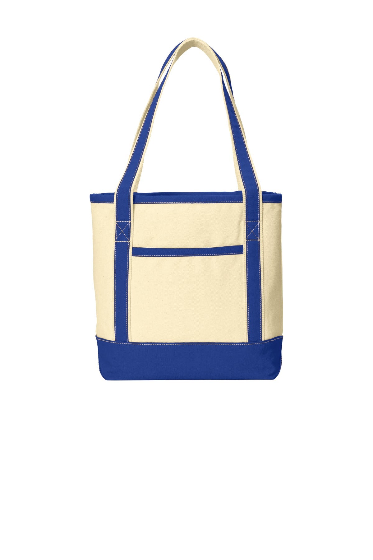 Port Authority Medium Cotton Canvas Tote. BG412 in Natural/ True Royal