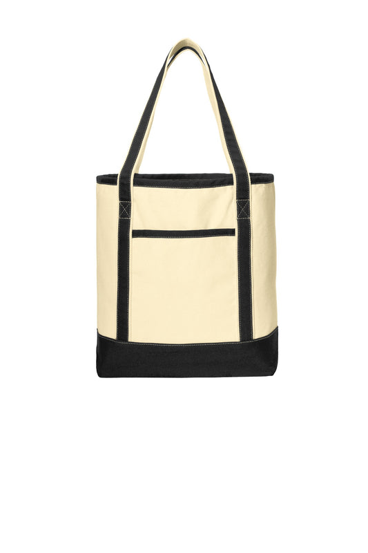 Port Authority Large Cotton Canvas Tote. BG413 in Natural/ Black