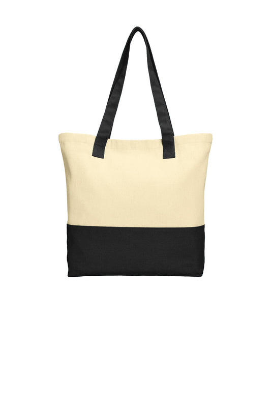 Port Authority Colorblock Cotton Tote. BG414 in Natural/ Black
