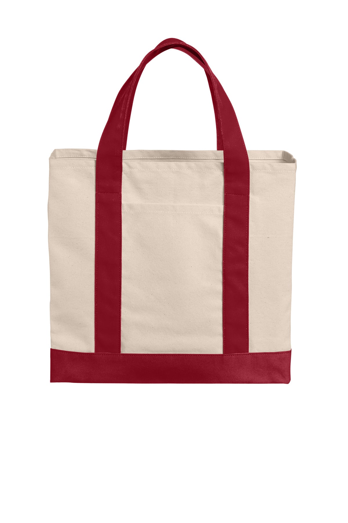 Port Authority Cotton Canvas Two-Tone Tote BG429 in Natural/ Deep Red