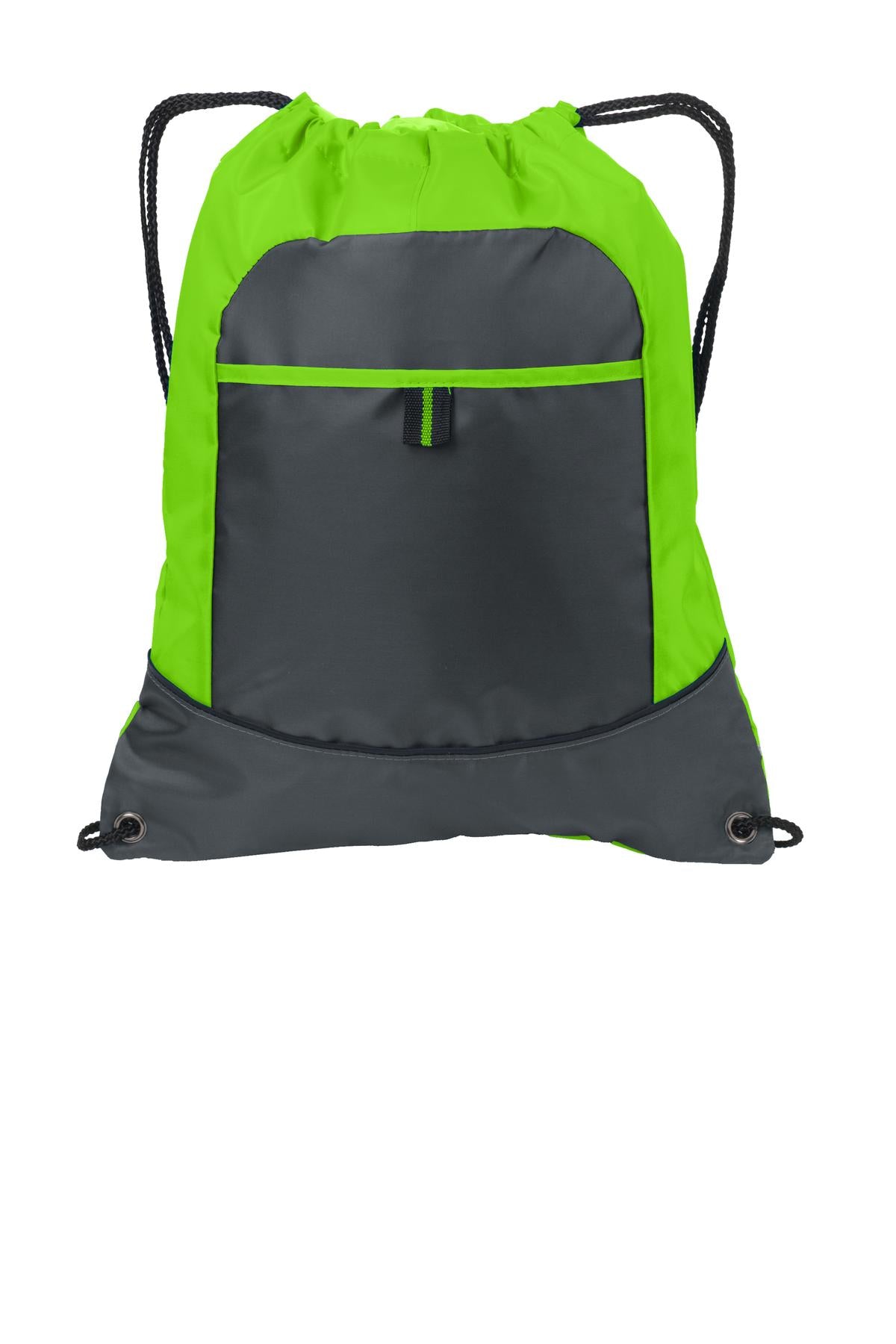 Port Authority Pocket Cinch Pack. BG611 in Lime/ Deep Smoke