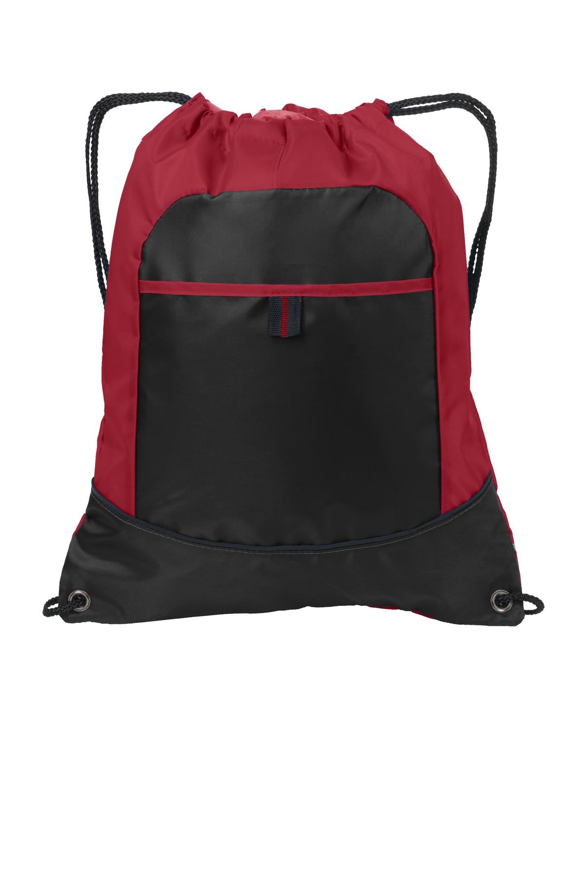 Port Authority Pocket Cinch Pack. BG611 in True Red/ Black