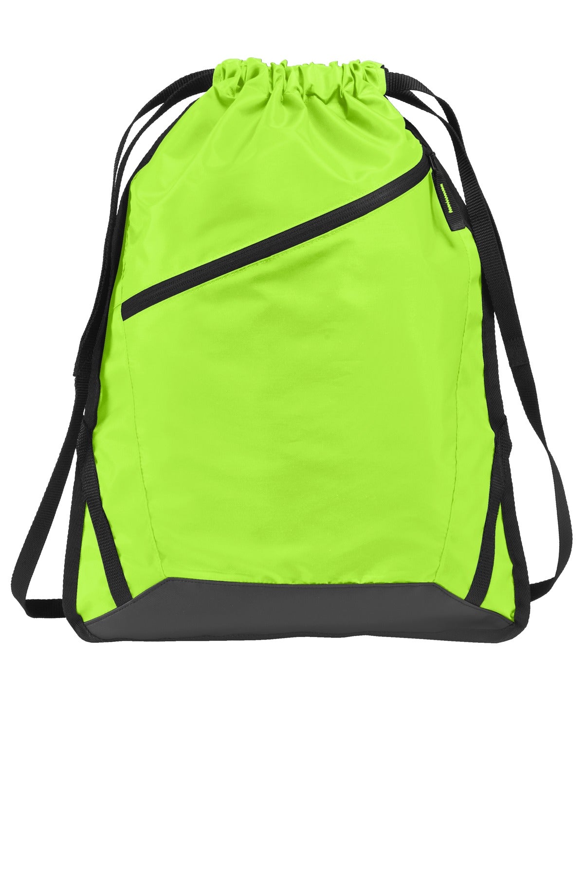 Port Authority Zip-It Cinch Pack. BG616 in Lime Shock/ Black