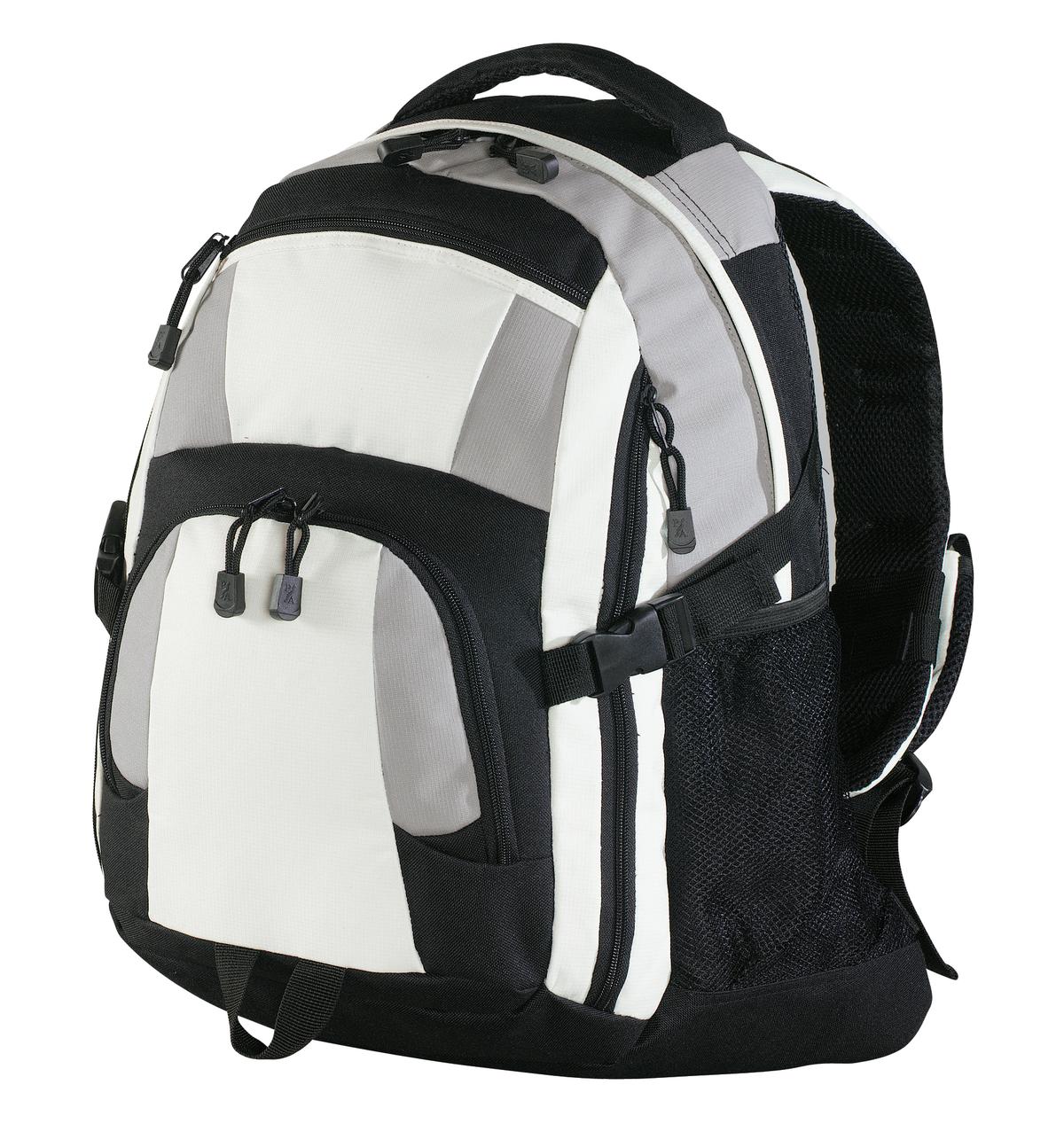 Port Authority Urban Backpack. BG77 in Black/ Light Grey/ Stone