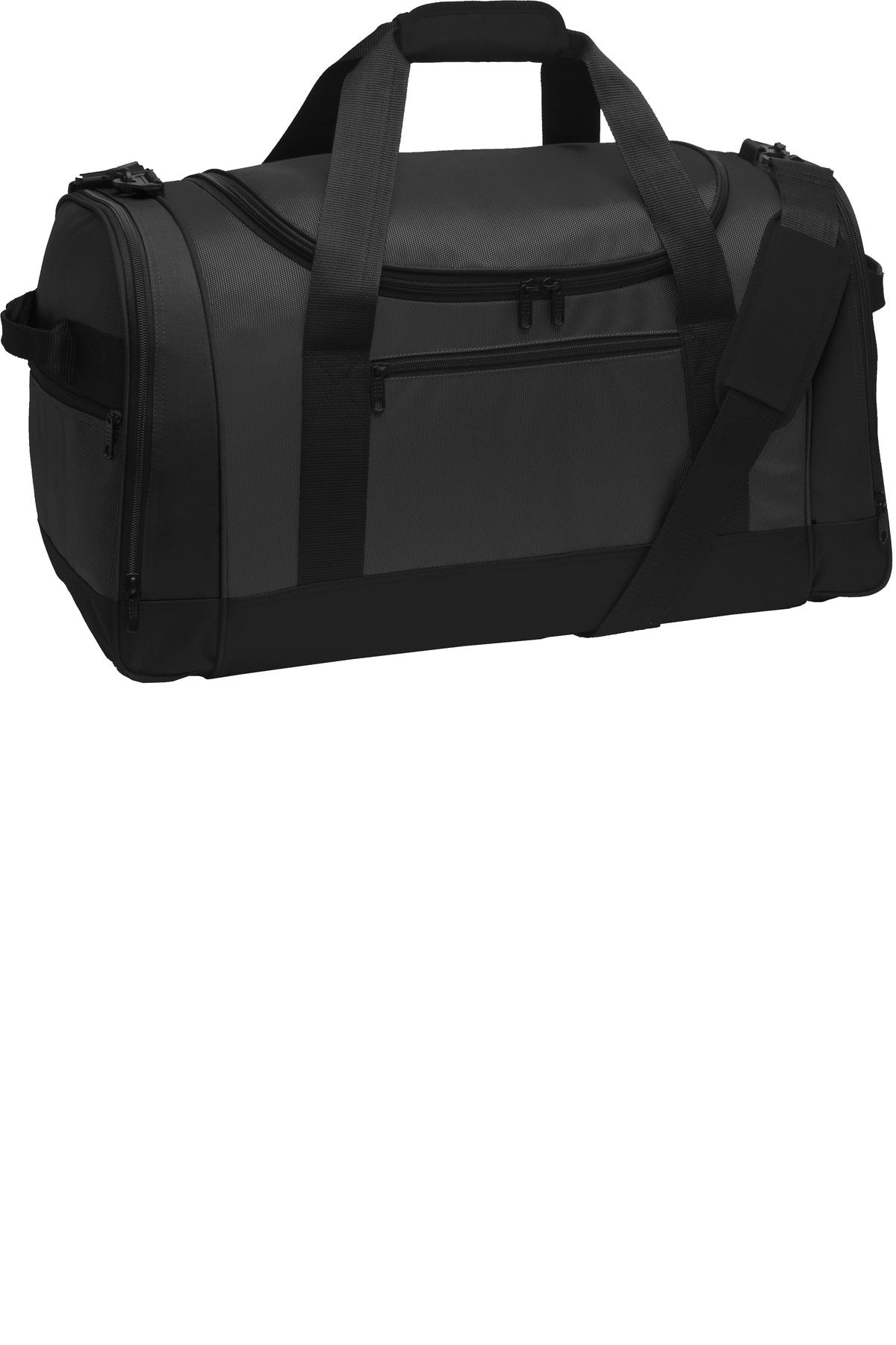 Port Authority Voyager Sports Duffel. BG800 in Dark Grey/ Black