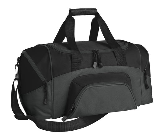 Port Authority - Small Colorblock Sport Duffel. BG990S in Black/ Dark Charcoal