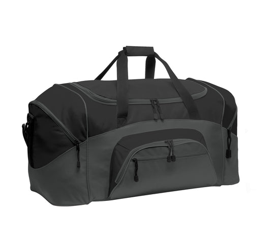 Port Authority - Standard Colorblock Sport Duffel.  BG99 in Black/ Dark Charcoal