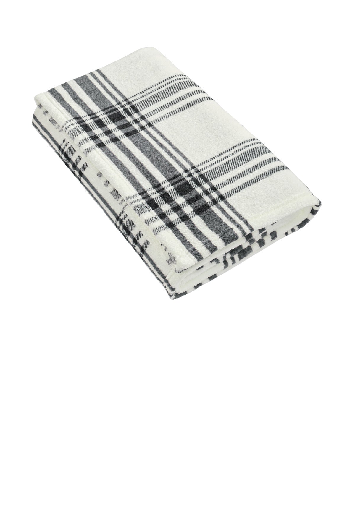 Port Authority   Ultra Plush Blanket. BP31 in Black/ White Plaid