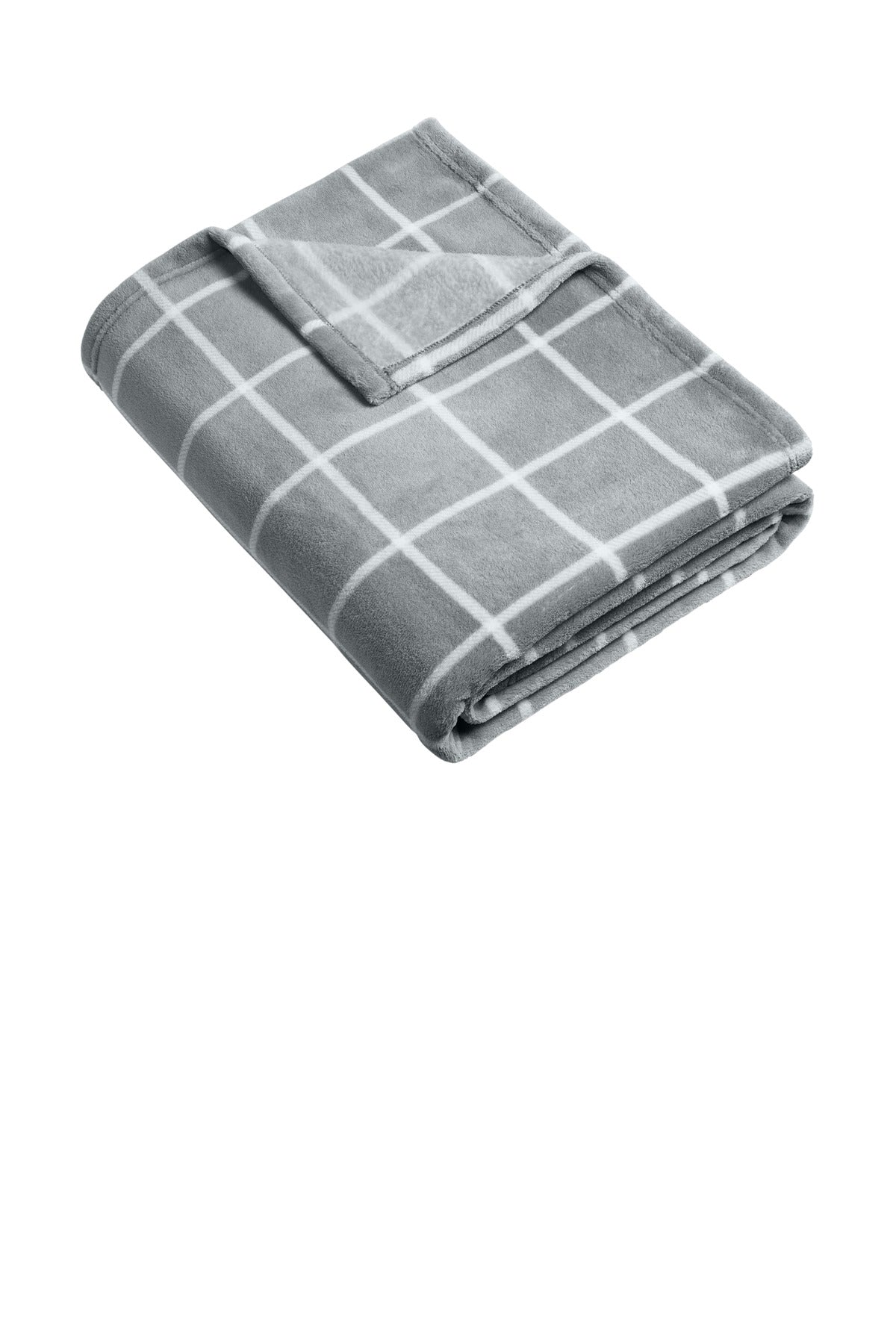 Port Authority   Ultra Plush Blanket. BP31 in Gusty Grey/ Marshmallow Check