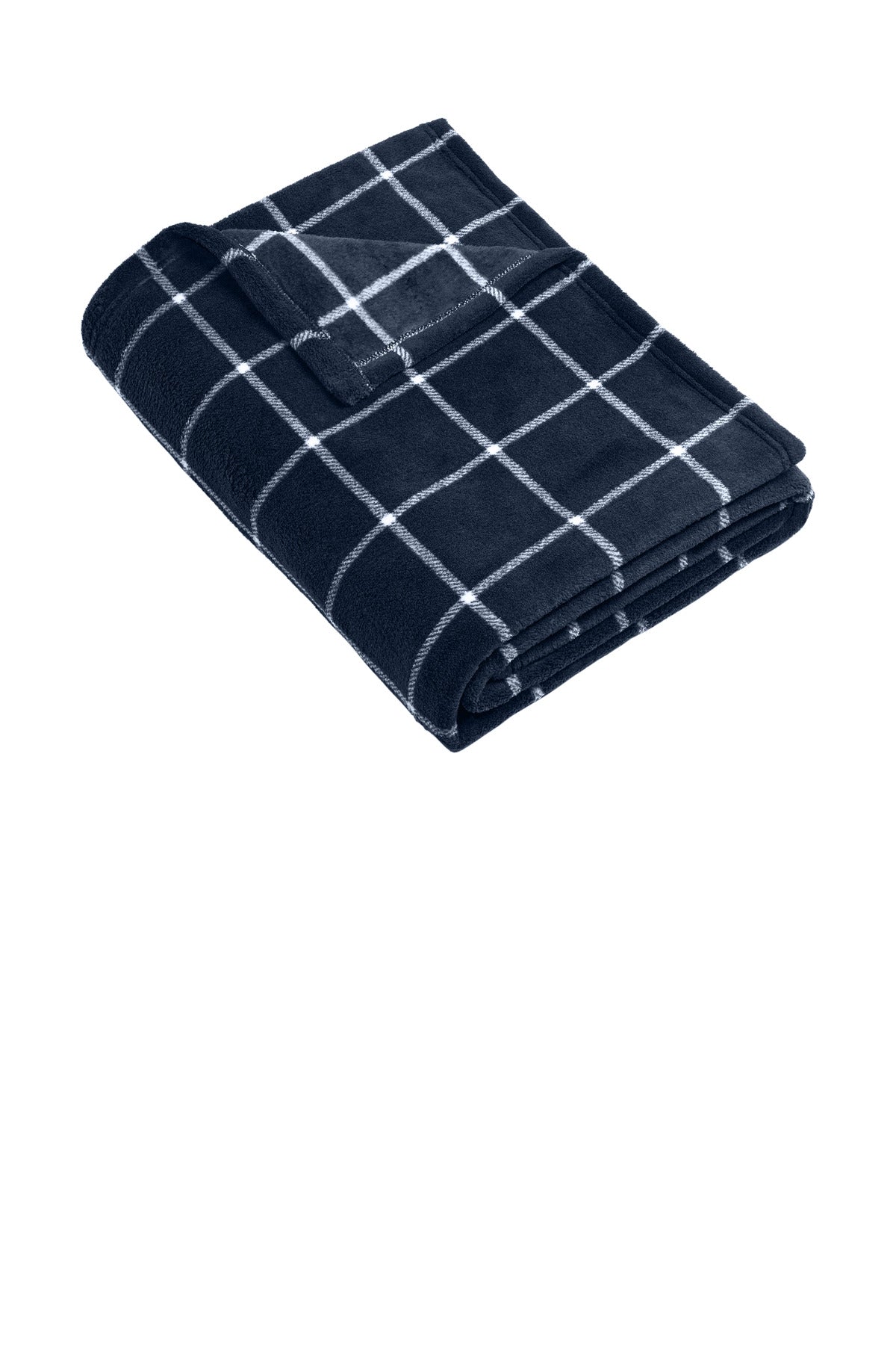 Port Authority   Ultra Plush Blanket. BP31 in River Blue Navy/ Marshmallow Check