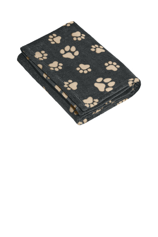 Port Authority Small Ultra Plush Blanket BP33 in Graphite/ Biscuit Paws