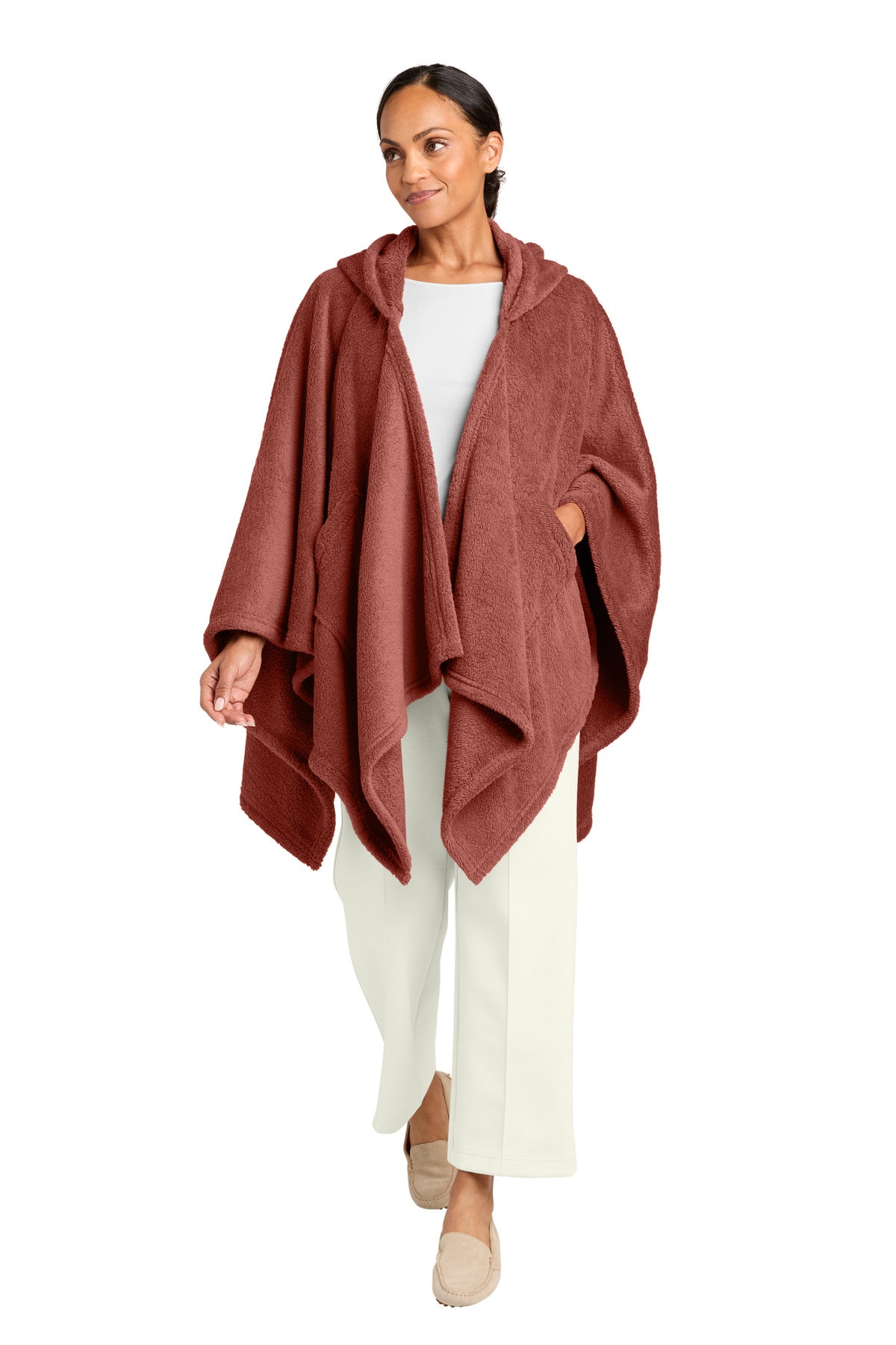 Port Authority Dream Plush Open Hoodie BP44 in Canyon Clay