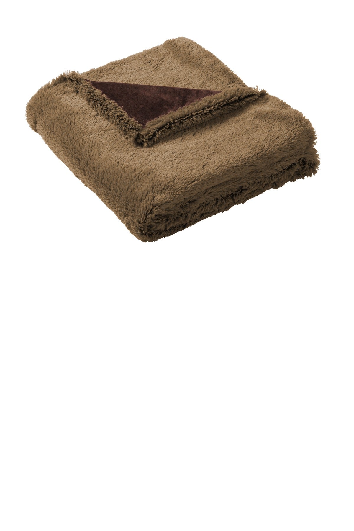 Port Authority  Faux Fur Blanket. BP45 in Fawn/ Espresso Brown