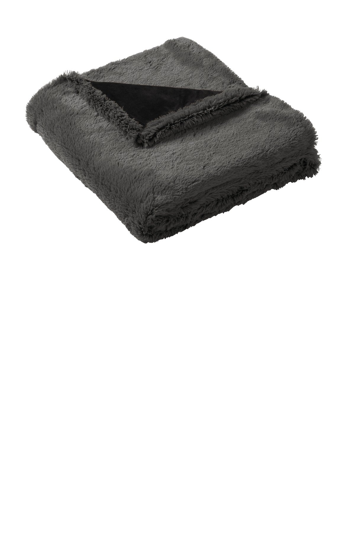 Port Authority  Faux Fur Blanket. BP45 in Shadow Grey/ Deep Black