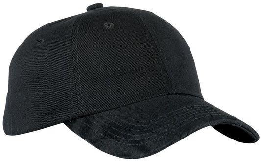 Port Authority Unstructured Brushed Twill Cap.  BTU in Black